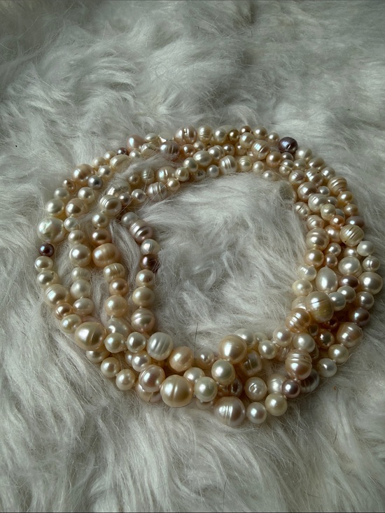 Jewelry - Vintage Hand Knotted Freshwater Pearl Opera Rope Necklace Multicolor - 60"